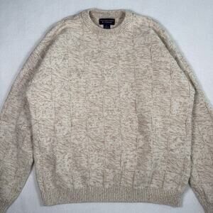Vintage 90s roundtree & yoke cream checkered 3d knit crewneck sweater size XL